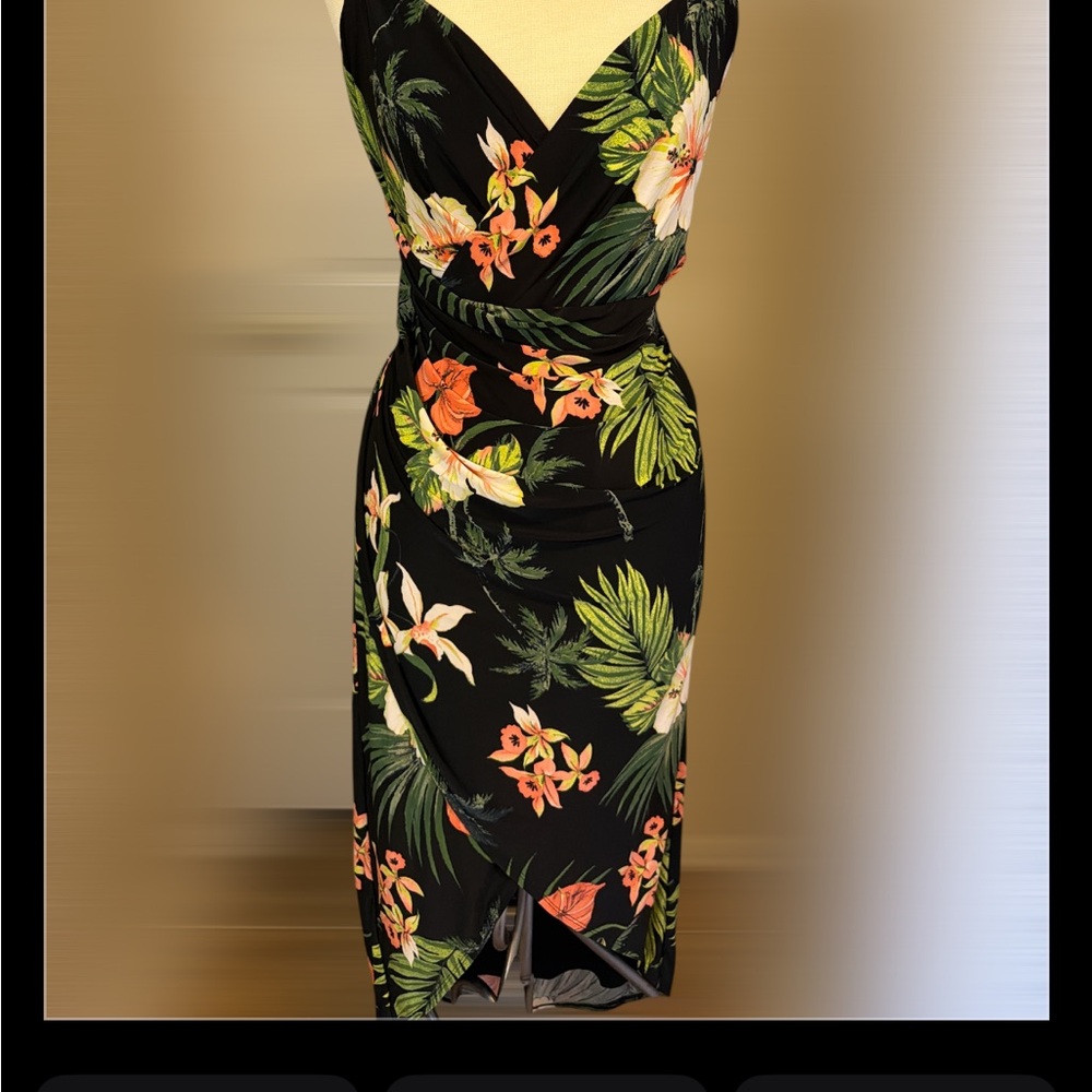 RACHEL Rachel Roy Black Floral Midi Dress